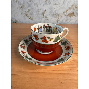 Vintage Porsgrund Norway Wedding Procession Teacup and Saucer